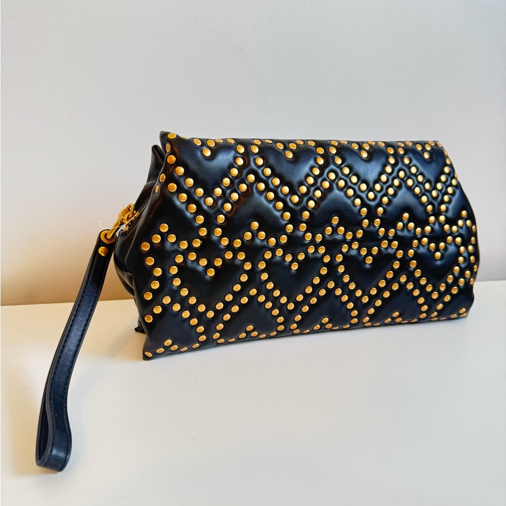 Rebecca Minkoff Black and Gold Studded Wristlet